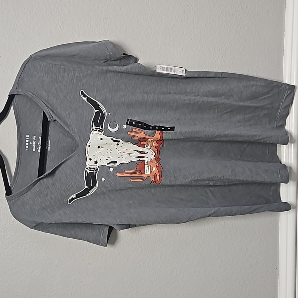Torrid Cosmic Steer Classic Fit Heritage Slub Notch Neck Raglan Graphic Tee